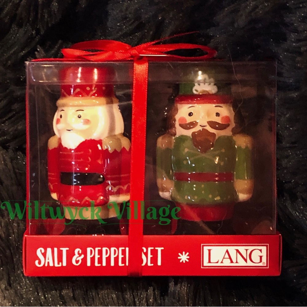 Lang Set of 2 Hand Painted Nutcracker Salt + Pepper Shakers